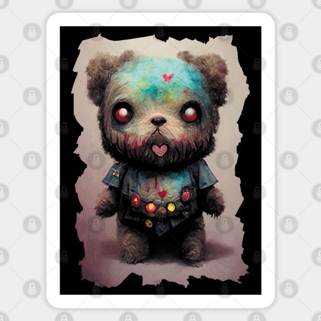 Digital Art | Creepy Cute Voodoo Doll Zombie Teddy Bear Sticker by TMBTM